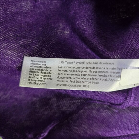 Eileen Fisher Purple Tencel & Merino Wool Sweater – Size XXS - Picture 4 of 5